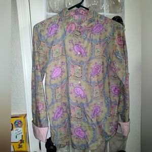 Robert Graham women's cotton button-up shirt size M